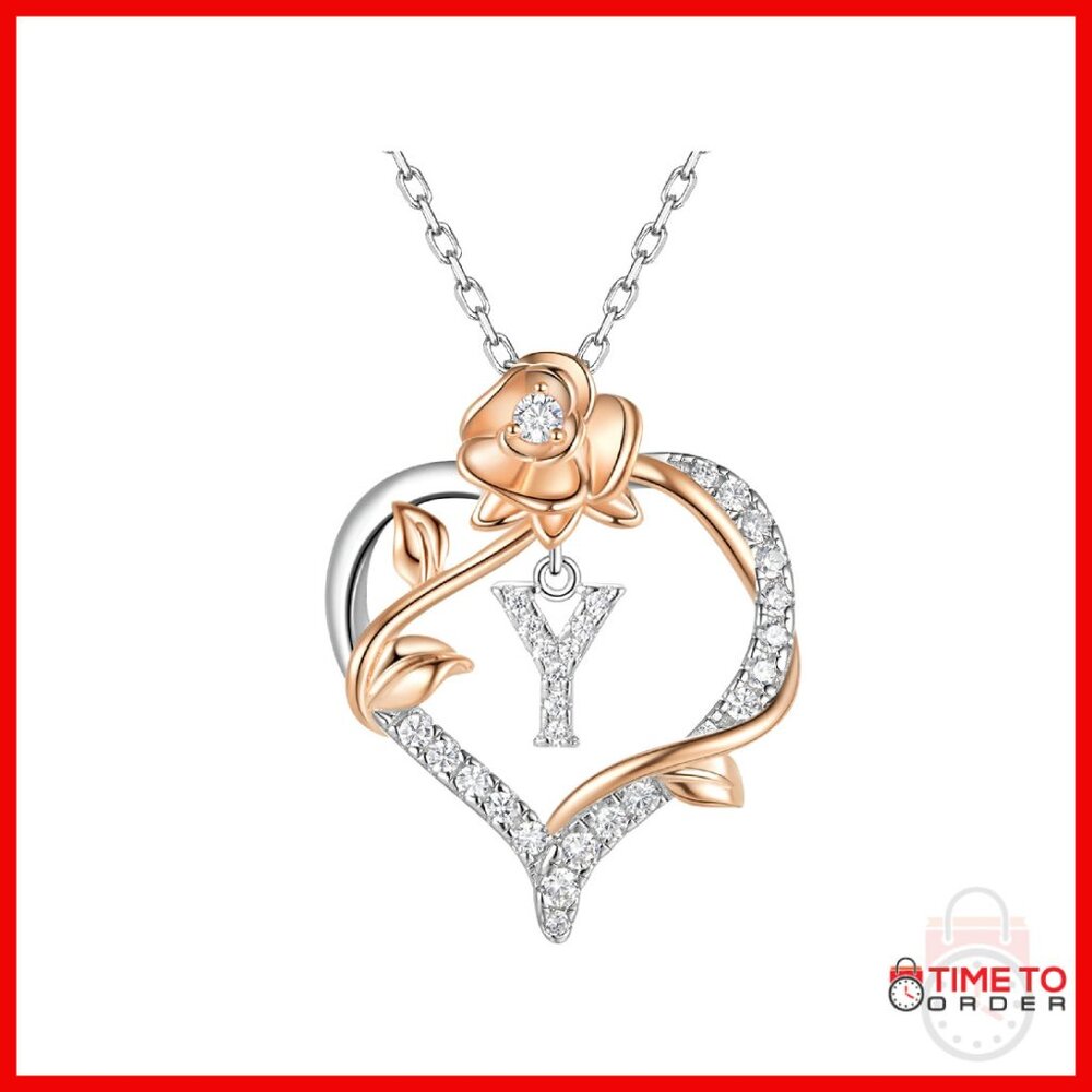 Sterling Silver Adjustable Initial Necklace With … - image 1